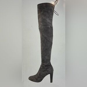 Stuart Weitzman boots thigh high suede sz 5.5 soft gray Highland style